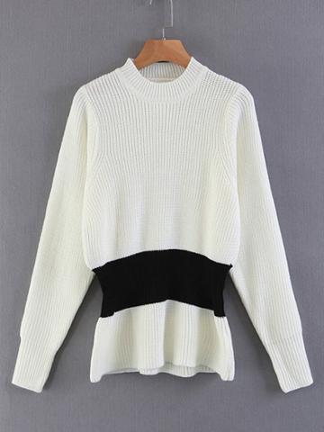 Romwe Contrast Waist Line Knitwear