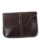 Romwe Coffee Pu Leather Straps Shoulder Bag