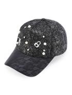 Romwe Faux Pearl And Studded Detail Baseball Cap