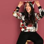 Romwe Plus Chain Print Hoodie