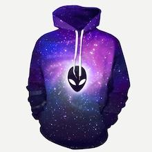 Romwe Men 3d Galaxy And Ghost Print Hooded Sweatshirt