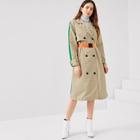 Romwe Colorblock Double Breasted Trench Coat