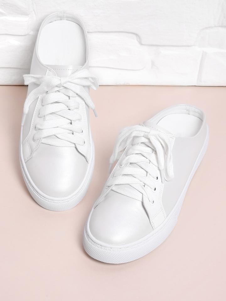 Romwe Lace Up Mule Sneakers