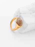 Romwe Gold Plated Stone Ring