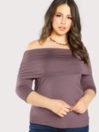 Romwe Ruched Foldover Off Shoulder Top