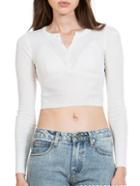 Romwe Round Neck Buttons Slim Crop White Knitwear