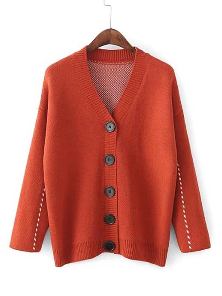 Romwe Drop Shoulder Seam Single Breasted Cardigan