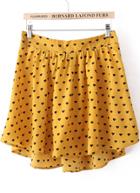 Romwe Yellow Heart Print High-low Skirt