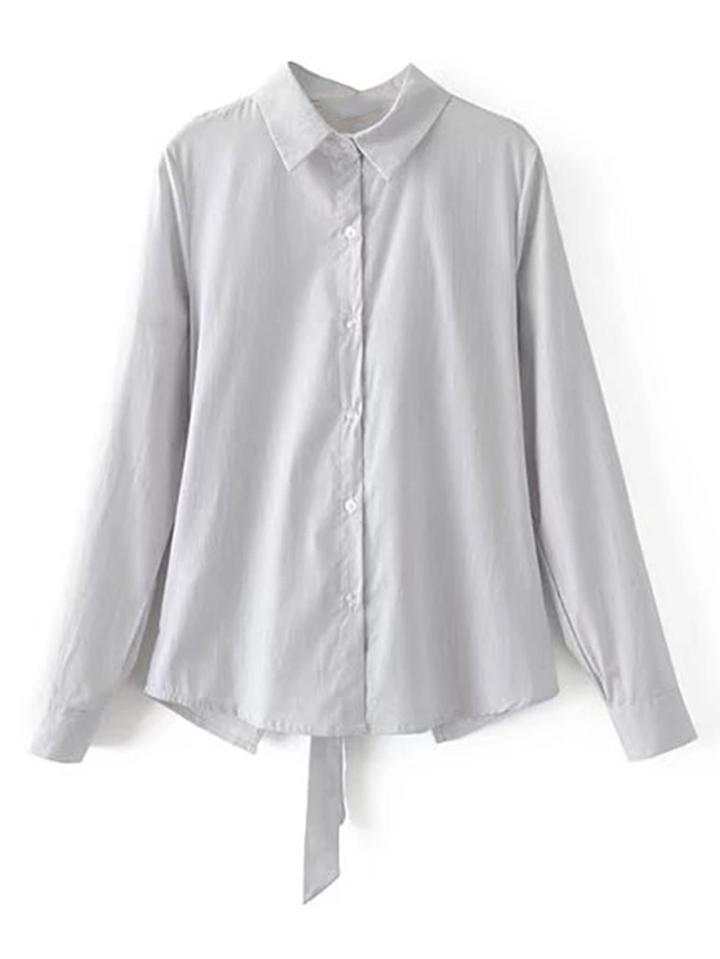 Romwe Lace Up Open Back Blouse