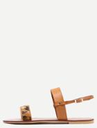 Romwe Leopard Print Sandals With Light Tan Ankle Strap