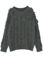 Romwe Long Sleeve Tassel Green Sweater