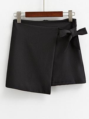 Romwe Self-tie Black Wrap Skirt