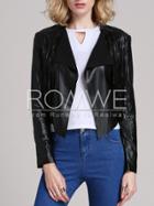 Romwe Black With Tassel Pu Jacket
