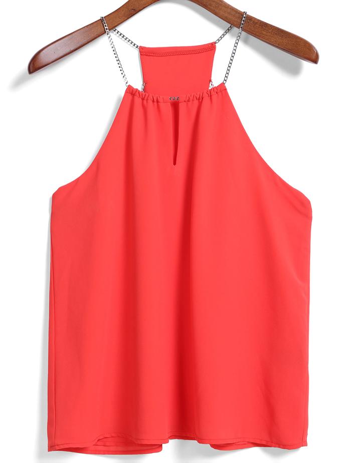 Romwe With Chain Chiffon Cami Top