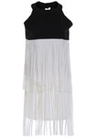Romwe Color-block Sleeveless With Tassel Dress
