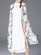Romwe White Ink Print Two-piece Dress