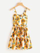 Romwe Sunflower Print Swing Dress