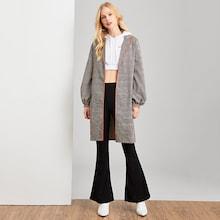 Romwe Contrast Binding Plaid Print Coat