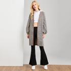 Romwe Contrast Binding Plaid Print Coat
