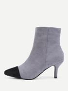 Romwe Two Tone Pointed Toe Suede Boots