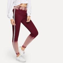 Romwe Tie Dye Striped Tape Panel Jeans