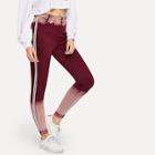 Romwe Tie Dye Striped Tape Panel Jeans
