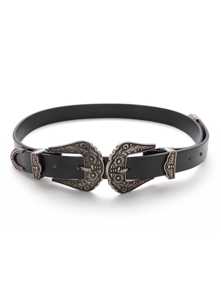 Romwe Retro Pattern Double Buckle Belt