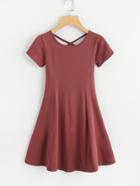 Romwe Criss Cross Back Tee Dress