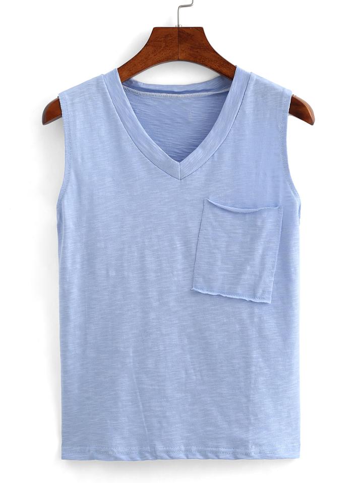 Romwe V-neck Pocket Tank Top
