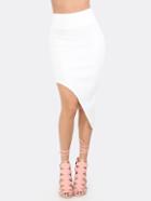 Romwe White Sexy Asymmetrical Skirt