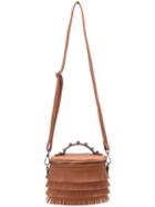 Romwe Brown Zipper Studded Tassel Bag
