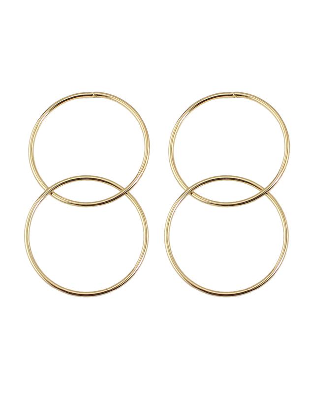 Romwe Punk Design Gold Color Circle Shape Hanging Stud Earrings