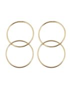 Romwe Punk Design Gold Color Circle Shape Hanging Stud Earrings
