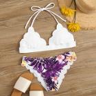Romwe Random Tropical Print Scalloped Bikini Set