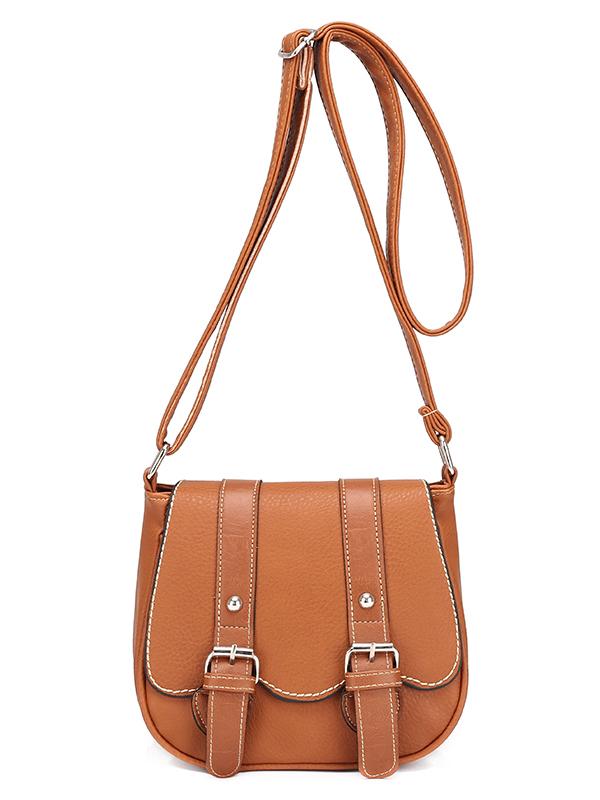 Romwe Dual Buckle Strap Saddle Bag