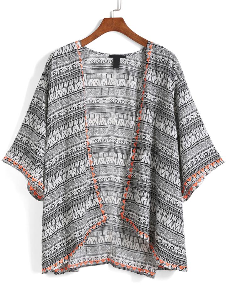Romwe Geometric Print Loose Top