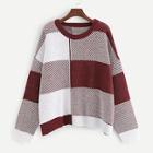 Romwe Plus Two Tone Pullover Sweater