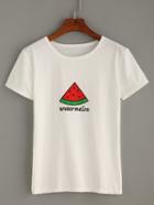 Romwe White Watermelon Print T-shirt