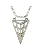 Romwe Silver Triangle Pendant Long Necklace