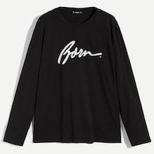 Romwe Guys Long Sleeve Embroidered Tee