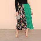 Romwe Plus Cut And Sew Pleated Skirt