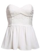 Romwe Strapless Flouncing White Top