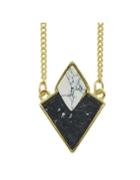 Romwe Black Turquoise Triangle Stone Necklace