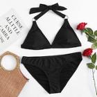 Romwe Plus Metal Ring Link Halter Bikini Set