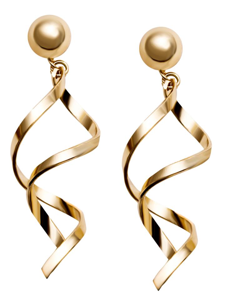 Romwe Gold Plated Spiral Design Drop Earrings