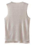 Romwe Apricot Sleeveless Dipped Hem Knit T-shirt