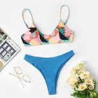 Romwe Cami Random Pattern Top With Match Bikini Set