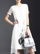 Romwe White Ink Fake Two Pieces Shift Dress