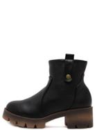 Romwe Black Faux Leather Ankle Boots