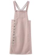 Romwe Pinafore Pink Dress With Single Breasted